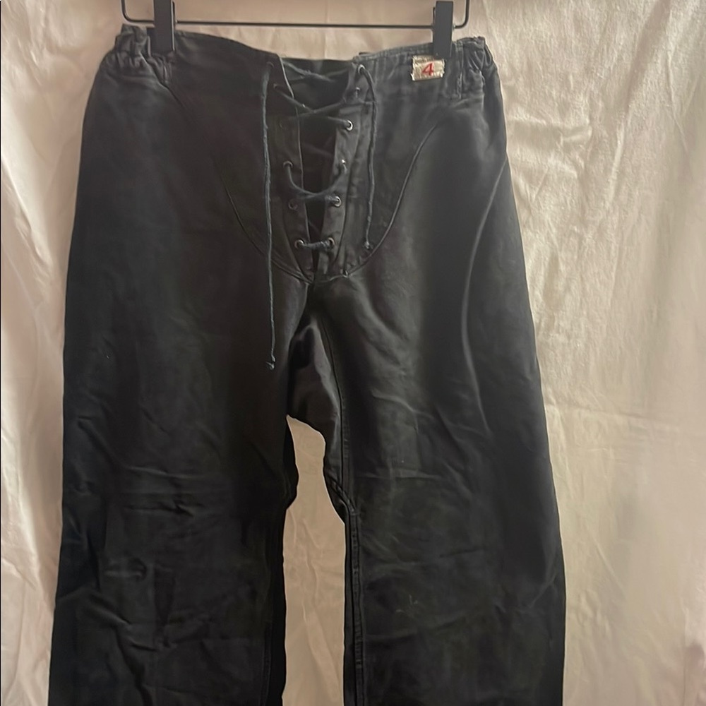 Vintage Black Lace-Up Pants